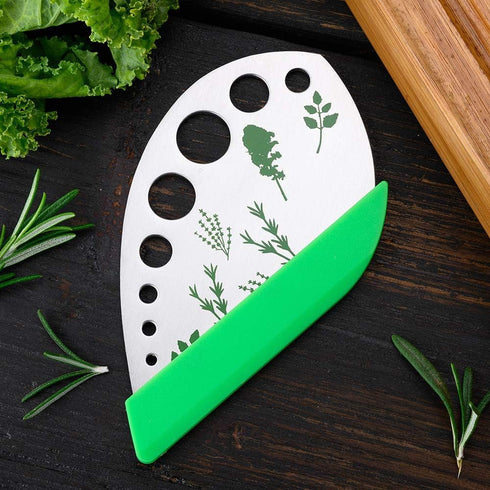 Herb Stripper Cutter Scissors, Stainless Steel Leaf Remover Tool with Protective Holder