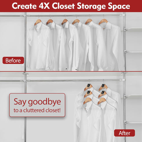 Hangers Space Saving 30Pcs, Upgrade 40Lb(Max) Heavy Duty Hanger Hooks Space Saver, Space Saving Hangers for Clothes Hanger Connector Hooks, Plastic Clothes Hanger for Closet Organizer, Black by Latoxcaa
