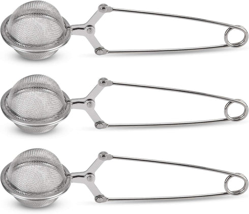 JEXCULL 3 Pack Snap Ball Tea Strainer, Premium Stainless Steel Tea Infuser with Handle for Loose Leaf Tea