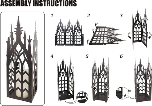 Holder,Set 2 AIM & GGKK Wall Candle Sconce of Gothic Cathedral Wall Sconce with Window Design,Black Metal Wall Mount