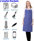 Aprons for Women, Adjustable Floral Cotton Kitchen Apron with 2 Pockets for Cooking, Baking, Chef, Artist (Blue Floral)