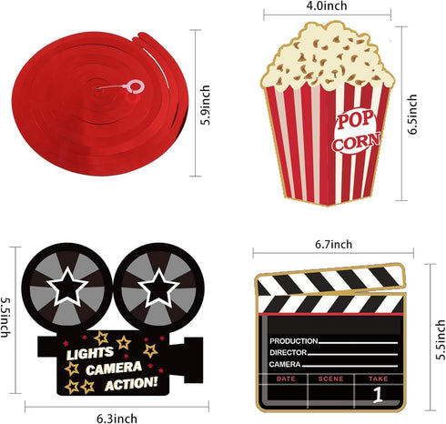 36Ct Movie Night Party Decorations, Hanging Swirls for Movie Theater Themed Supplies