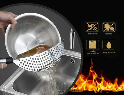 AUEAR Grease Handheld Stainless Steel Pasta Strainer Insert Drainer for Kitchen Tools (1 Pack)