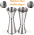 Double Clear Plastic and Stainless Steel Jigger, Set of 3, Cocktail Measuring Shot Glasses for Bar Party