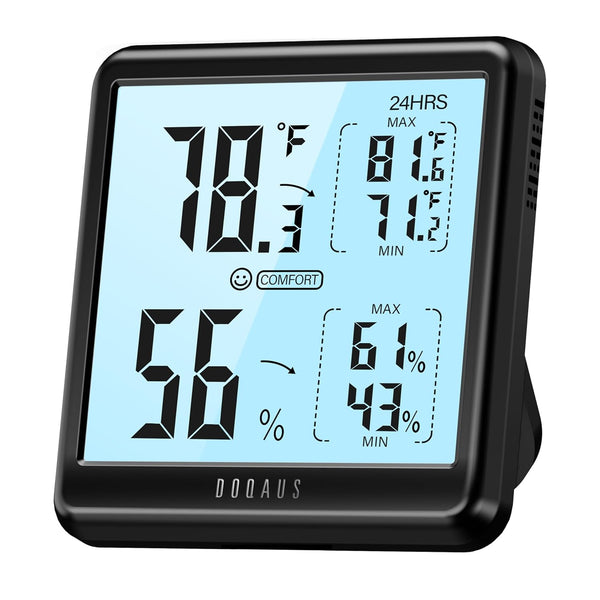DOQAUS Room Thermometer Hygrometer, Digital Indoor Thermometer with Backlight, Large Screen Temperature