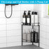HuggieGems 2 Tier Floor Standing Corner Shower Caddy Organizer Shelf with Hooks, Bathroom Shelves Stand Rack, Matt