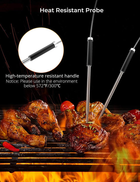 Govee Bluetooth Meat Thermometer, Wireless Digital Grill Thermometer for Smoker Oven, 2 Probes, Timer Mode, Smart LCD