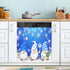 Christmas Blue Snowflake Gnome Dishwasher Magnet Cover, Winter Xmas Tree Magnetic Sticker for Kitchen Appliance Decor