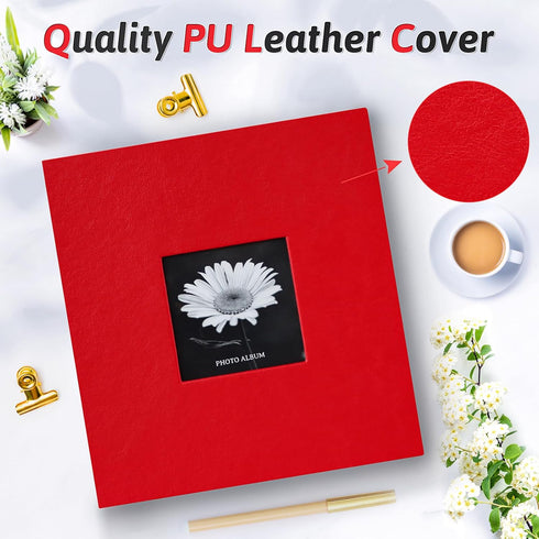 Photo Album 4x6 200 Photos with Writing Space, Leather Cover Album with Display Picture Window, Photo Book for Wedding Family Baby Gift by popotop