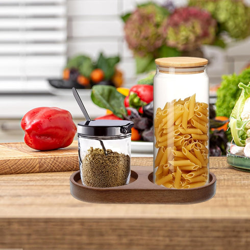 YQQYG Salt and Pepper Grinder Mill Tray, Salt And Pepper Holder, Acacia Wood Tray, Fit Many Mills & Shakers, Grinder