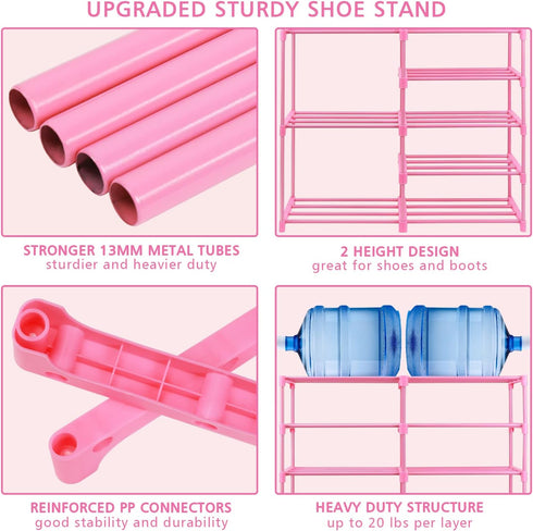 7-Tier 24 -30 Closet LNYZQUS Large Pink Shoe Rack, Pairs Tall Shoe Organizer Shelf, Kids Boots Stand Organizer