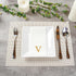 15.8 7.9 Inch 50 Luxenap X Linen-Feel Guest Towels, Lettered Hand Towels - Gold Letter 'V', Sans Serif Font, White