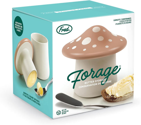 Genuine Fred FORAGE Mushroom Butter Storage Container, Unique Kitchen Accessory for Storing and Serving Butter, Fun