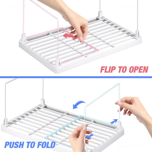 NiHome 4-Pack Stackable Plastic Kitchen Storage Shelf, Foldable Rack for Counter Cabinet Pantry, White