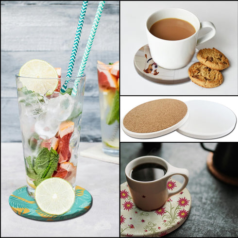 Set (24 Sublimation Ceramic Coasters,Sublimation Blanks Bulk Round Drinks Coffee Cup Beverage Table Coaster, Absorbent
