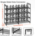 DYJIEKAI 2 4 16-20 Closet, Rows Tier Shoe Rack, Black Metal Stackable Shoe Shelf with Multifunctional Hooks, Hold