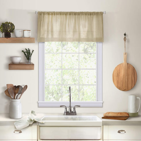 Elrene Home Fashions Cameron Linen Window Valance, 60" W x 15" L (1 Valance)