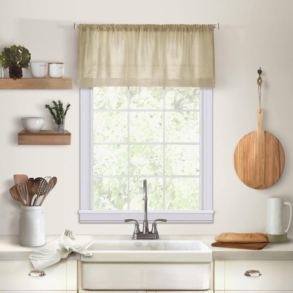 Elrene Home Fashions Cameron Linen Window Valance, 60" W x 15" L (1 Valance)