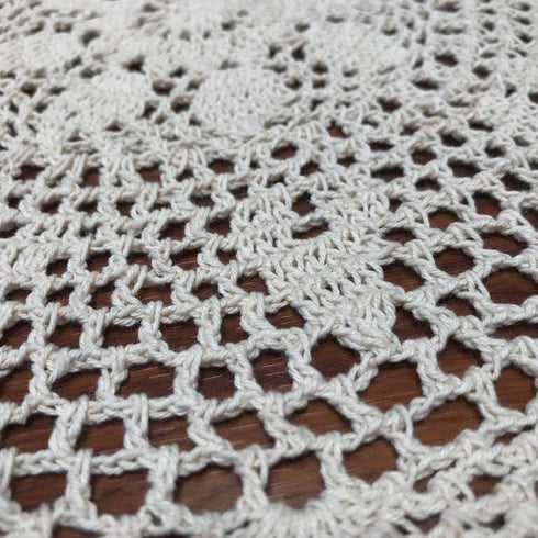 Damanni Doily,Round,Beige,12 Inch Cotton Handmade Crochet Lace Tablecloth Doilies