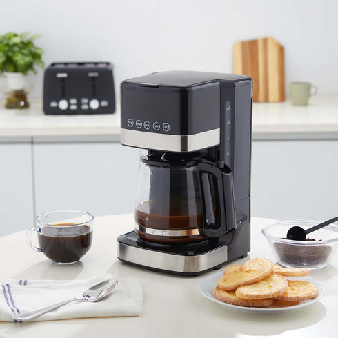 Programmable 12 (1.9 Amazon Basics Cup Drip Coffee Maker with Glass Coffee Pot Qt), Auto Shut-off, Touch Screen, Auto
