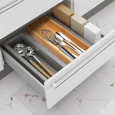 Bamboo Drawer Organizer, Kitchen Utensil Organizer, Office Supplies Desk Organizer, 12"*4"*2"