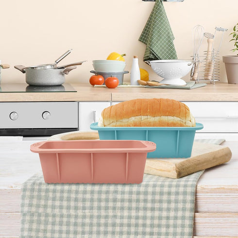Silicone Bread Loaf Pan, 2 PCS Rectangular Non-Stick Baking Mold for Oven, Easy Release