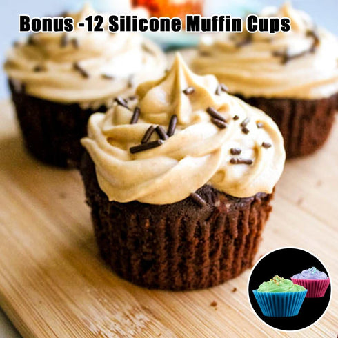 CAKETIME Silicone Muffin Pan Set - Mini 24 Cups and Regular 12 Cups Nonstick Food Grade Molds