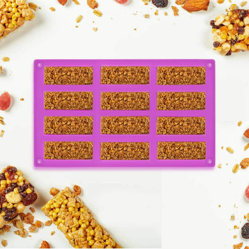 Palksky 2 Pack Medium Narrow Silicone Rectangle Molds, 12 Cavity for Protein Bars, Energy Bars, Caramel, Muffins