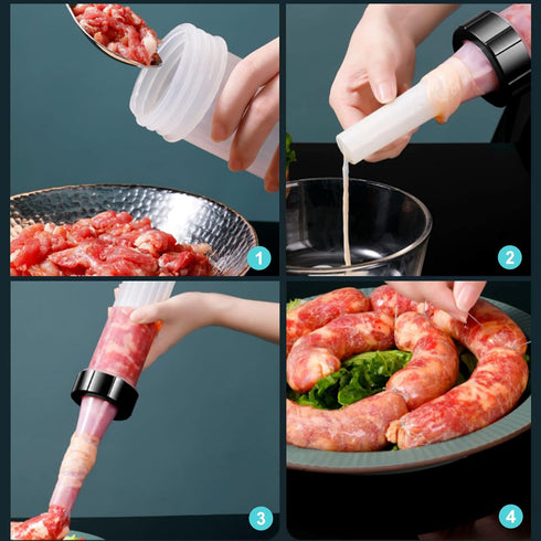 kulusion (3 Sausage Stuffer - Homemade Manual Sausage Maker, Fast Meat Filling Machine, Food Grade Kitchen Sausage