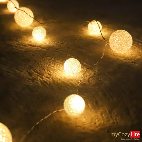 myCozyLite 20 Connectable,10ft LED Globe String Lights Plug in Blinking Lights Warm White Lights Balls with Timer