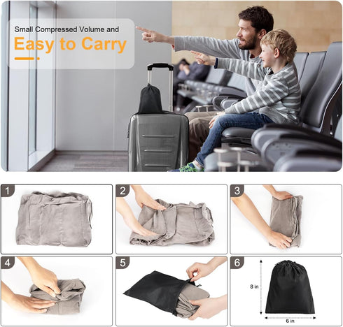 Inflatable Travel Foot Rest Pillow, Adjustable Height Leg Pillow for Kids Air Travel (Grey)