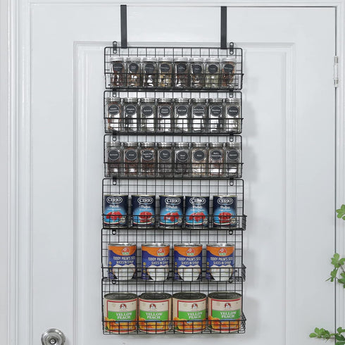 6-Tier JKsmart Spice Rack Organizer with Door Hook, Wall Mounted & Over the Door Spice Racks for Kitchen Pantry Door