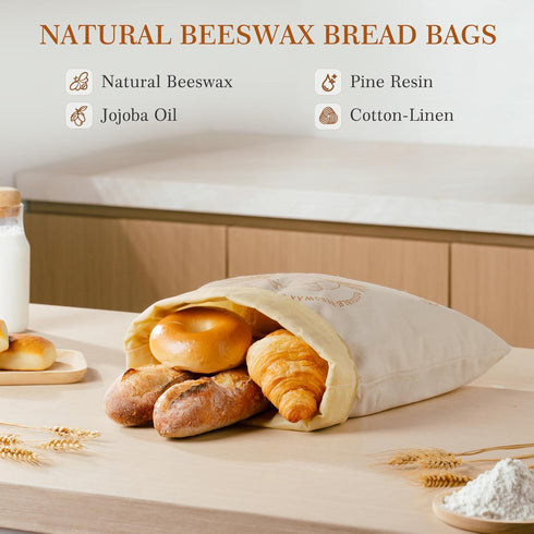 STOROGI 1 Pack 17x13 Inches loaf-1 Pack Beeswax Bread Bag, Sourdough Bread Bags for Homemade Bread, Bees Wax Wraps