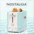 Nostalgia New and Improved 2-Slice Toaster - Aqua, Perfect for Bread, English Muffins, Bagels, 5 Browning Levels, Crumb