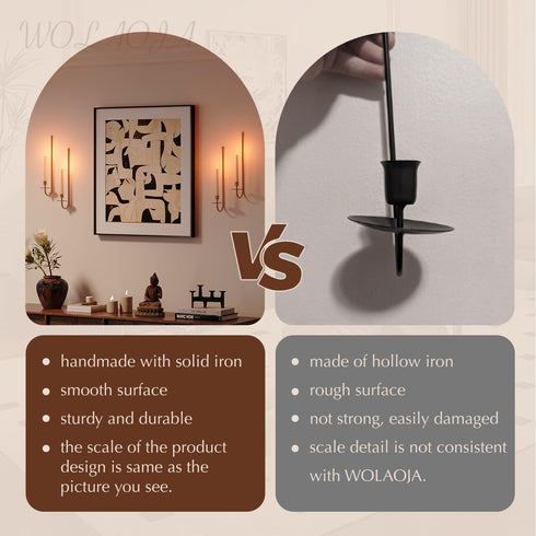 Set 4 Metal Wall Candle Sconce Holder of Wall Mount Candle Holder Pillar Holder Brass Modern Wall Candle Sconces