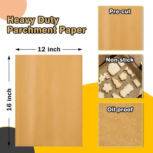 Katbite 12x16 Inch Parchment Paper Sheets, Pre cut Unbleached Baking Paper, Heavy Duty & Non-stick for Half Sheet Baking, Cooking, Grilling Wrapping Foods by katbite