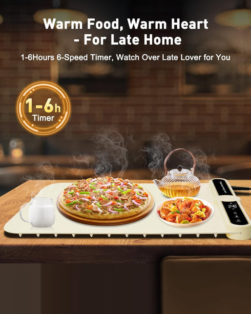 Countertop 7 4H 8s, Food Warming Mats for - Warming Trays for Buffets Party, Silicone Electric Warmer with Level Temp