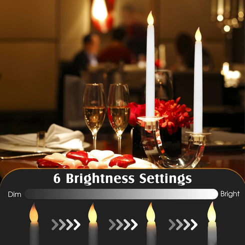 24 Pack 11" 3D Dimmable Tuanse Flameless Taper Candles with Remote & Timer, Flickering LED Battery Operated Window