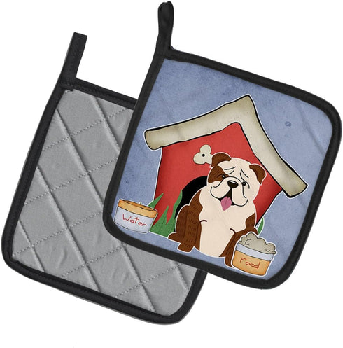Caroline's Treasures BB2875PTHD Dog House Collection - English Bulldog Brindle White Pair of Heat Resistant Pot Holders