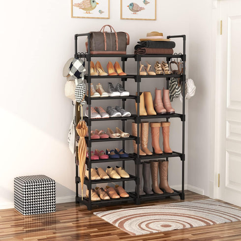 8-Tier Closet 26-32 15 ROJASOP Shoe Rack Organizer, Metal Shoe Rack for Entryway Garage, Pairs Tall Shoe Boot Storage