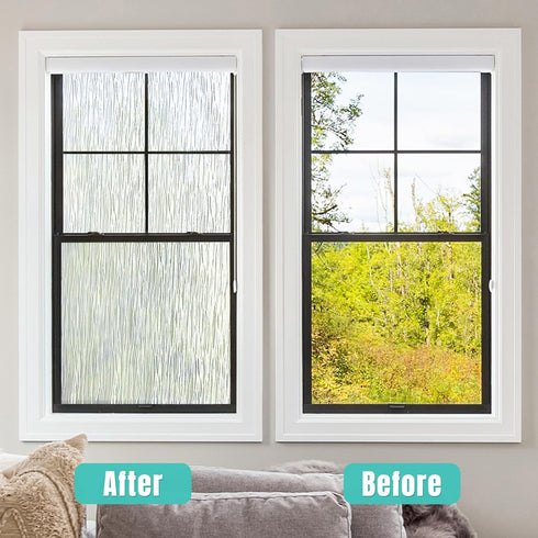 DOWELL Window Privacy Film, Frosted Glass Static Cling Window Covering, UV Blocking Decorative Sticker