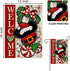 Welcome Christmas Mouse Santa Decorative Garden Flag, Xmas Peppermint Candy Wreath Ornament Yard Outside Decorations, Winter Holiday Farmhouse Outdoor Small Home Decor Double Sided 12 x 18