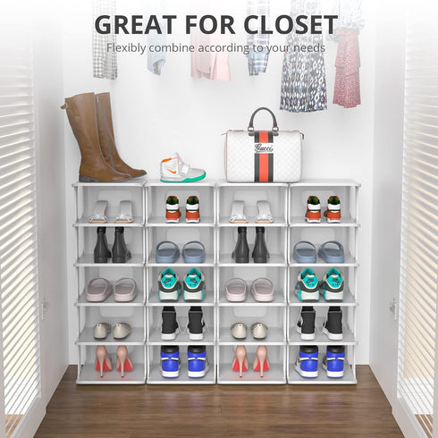ZOINLIY Closet, Stackable Shoe Organizer for Small Shoe Rack for Entryway, Bedroom, Dorm Rooms, Free Standing Shoe