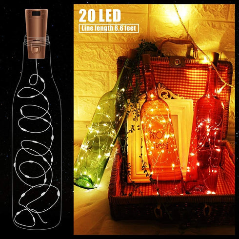 FENSTY 30 Pack 6.6ft 20 White,90 Wine Bottle Lights with Cork - Cork Bottle Lights Battery Operated Silver Wire