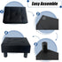 Compact Black Linen Footstool with Sturdy Legs - Ideal for Living Room