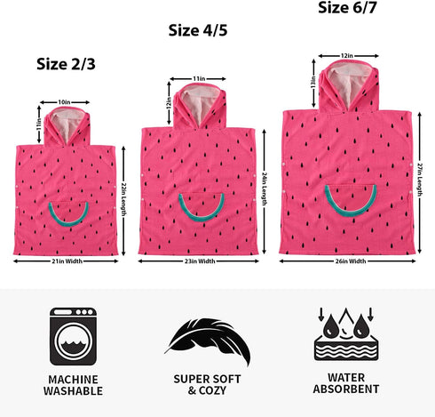 Wippette 6-7) 27.00/inch 26.00/inch Boys and Girls Absorbent Hooded Beach Towel Pullover Character Microfiber Bath
