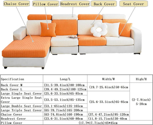 Magic Sofa Covers, Stretch Slipcovers for Couches and Sofas, Soothing Home Cushion Covers (Wheat-Light Gray, Large)