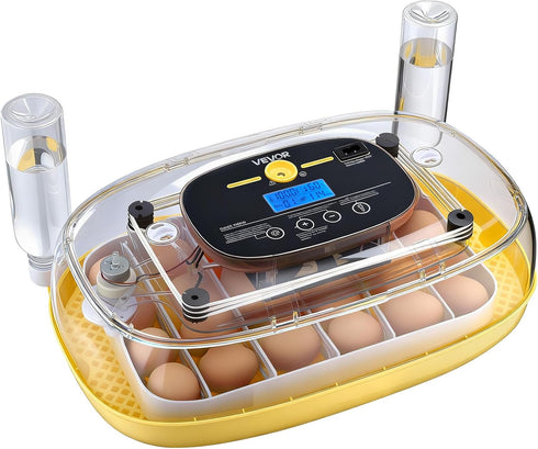 24 360 VEVOR Egg Incubator, Automatic Egg Turner with LED Candler, Temperature & Humidity Control, View Clear Window