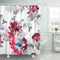 Shower Curtain Blue Large Burgundy Red Watercolor Abstract Flowers, Waterproof Polyester Fabric 72 x 72 Inches