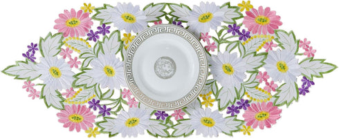 AMARED 13 34 Inch Spring Daisy Table Runners Embroidered Flowery Table Linen for Home Decoration X